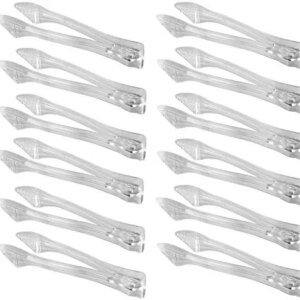 [12 Pack] Plastic Serving Tongs, 8.5 Inch Heavy Duty Disposable Utility Tongs (Clear)