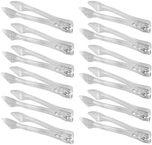 [12 Pack] Plastic Serving Tongs, 8.5 Inch Heavy Duty Disposable Utility Tongs (Clear)