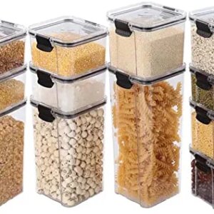 12pcs Airtight Food Storage Containers with Lids for Kitchen Pantry Organization and storage, BPA Free, Plastic Canister Set for Cereal, Pasta, Flour & Sugar