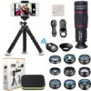 15 in 1 Universal Phone Camera Lens Kit 18X Telephoto Lens Wide Angle Lens,Macro Lens, Fisheye Lens,Kaleidoscope 3/6 Lens, CPL/Flow/Star/Radial Filter, Tripod, Remote Shutter for Most of Smartphone