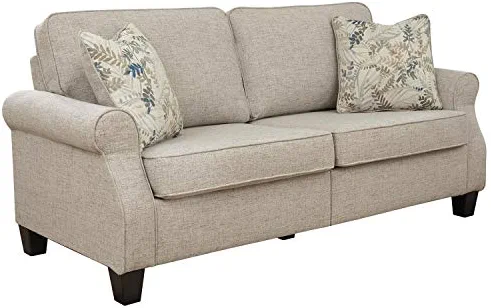 Signature Design by Ashley Alessio Modern Sofa with 2 Throw Pillows, Beige