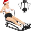 FUNMILY Rowing Machine, Full Motion Hydraulic Rower Foldable with 12 Level Adjustable Resistance and LCD Monitor, Home Gym Exercise Equipment for Full Body Workout Cardio Training