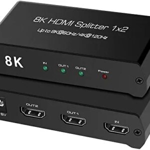 8K@60Hz HDMI 2.1 Splitter, avedio links Ultra HD 4K@120Hz HDMI Splitter 1 in 2 Out, 8K HDMI Splitter for Dual Monitors (Mirror Only), 1x2 HDMI Splitter for Xbox, PS5, Support HDCP2.3 Downscale, 48Gbps