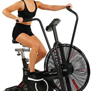 Sunny Health & Fitness Air Bike, Fan Exercise Bike with Unlimited Resistance and Tablet Holder