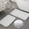 Ashler White Bathroom Rugs, Set of 2 Plush Microfiber Bath Mats Thick Absorbent Bath Rug, Machine Washable Bathroom Carpet, Non Slip Ultra Soft Shower Rugs, 17 x 24 & 20 x 32 inches