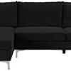 Casa Andrea Milano Modern Sectional Sofa L Shaped Velvet Couch, with Extra Wide Chaise Lounge, Black