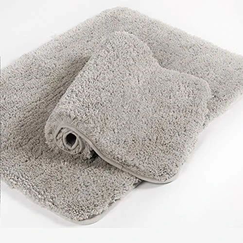 Walensee Shaggy 2 Piece Bath Rug Set, (20 x 32, 2 Pack Set, Light Tan) Bathroom Rug Set Bath Mats for Bathroom Machine Wash/Dry Absorbent Bathroom Mats Set Non Slip Plush Rug Sets for Shower