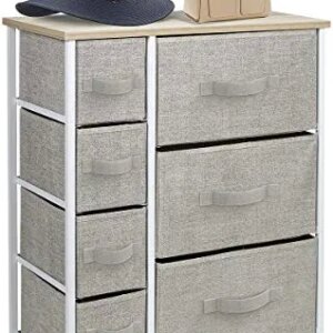 Sorbus Dresser with Drawers - Furniture Storage Tower Unit for Bedroom, Hallway, Closet, Office Organization - Steel Frame, Wood Top, Easy Pull Fabric Bins (Beige)