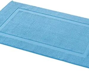 Amazon Basics Banded Bathroom Bath Rug Mat - 20 x 31 Inch, Lake Blue