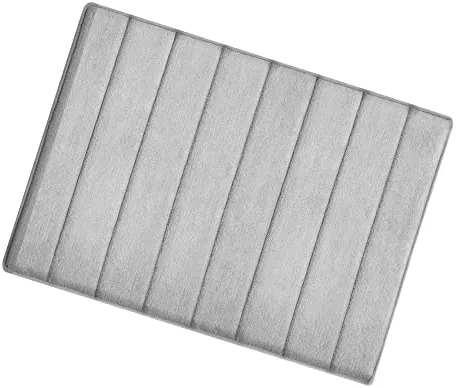 Microdry CoreTex Memory Foam Bath Mats for Bathroom, Ultra Absorbent Bath Mat, Bathroom Rugs with GripTex Skid-Resistant Base, 17 x 24 Inches, Light Grey