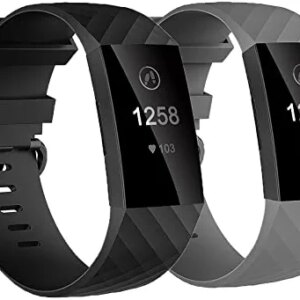 2 Pack Band Compatible with Fitbit Charge 4 /Charge 3/ Charge 3 SE Bands for Women, Silicone Diamond Pattern Watch Strap Replacement Wristbands Accessories for Charge 4 Smartwatch