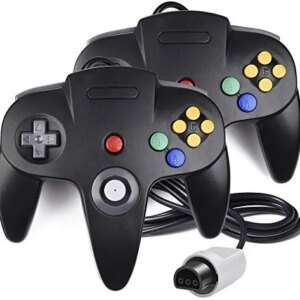 2 Pack N64 Controller, iNNEXT Classic Wired N64 64-bit Game pad Joystick for Ultra 64 Video Game Console N64 System (Black)