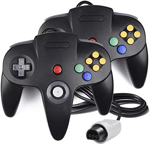 2 Pack N64 Controller, iNNEXT Classic Wired N64 64-bit Game pad Joystick for Ultra 64 Video Game Console N64 System (Black)