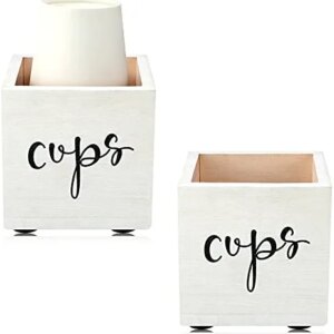 2 Pieces Bathroom Cup Dispenser Dixie Cup Dispenser Disposable Cup Dispenser 3 oz 5 oz Paper Cup Storage Box Solo Cup Holder Farmhouse Drink Caddy Party Cup Holder for Wedding Kitchen Decor (White)