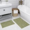 2pc Non-Slip Shaggy Chenille Bathroom Mat Set, Includes 24 x 16 Inches Bath Rug and 32 x 20 Inches Bathmat, Water Absorbent Carpet, Sage Green