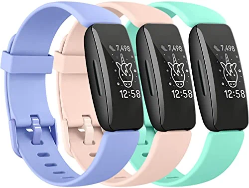 3 Pack Silicone Ace 3 Bands Compatible with Fitbit Ace 3 Bands for Kids Girls Boys, Soft Skin-Friendly Waterproof Adjustable Watch Band Strap Bracelet Accessories for Fitbit Ace 3 Kids Children