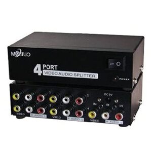 4 Port 1x4 AV Video Audio Splitter RCA with Metal Housing 1 in 4 Out for DVD TV