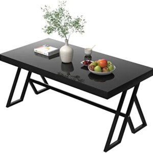 46" living room coffee table, cocktail style and metal leg coffee table, black glass strong metal bracket, glass shelf under the tableLuxury Coffee Table for Home,Tempered glass Tabletop, Metal Wrough