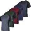 5 Pack: Men’s Dry-Fit Moisture Wicking Active Athletic Performance Crew T-Shirt