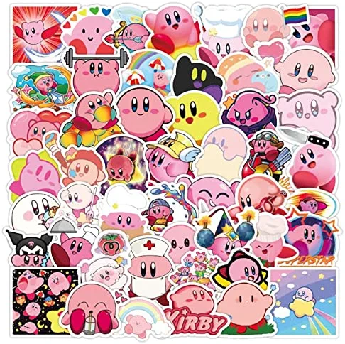 50 Pcs Cartoon Game Kirby Stickers,Cute Kirby Star Stickers for Kids Adults Water Bottle,Vinyl Waterproof Stickers for Laptop,Bumper,Water Bottles,Computer,Phone,Hard Hat,Car Stickers and Decals (Kirby)