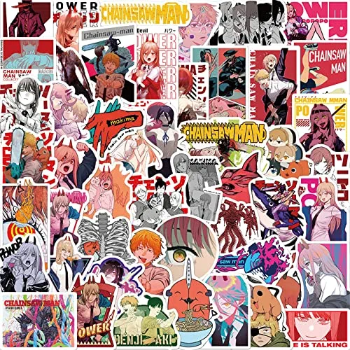 50Pcs Chainsaw Man Stickers Pack Cool Horror Japanese Anime Stickers for Suitcase Skateboard Laptop Computer Water Bottles Car Teens Boys Girls Decal Waterproof Sticker. (Chainsaw Man)