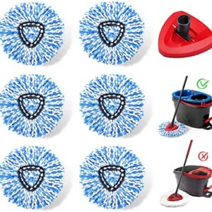 6 Pack Spin Mop Replacement Head Refill for Ocedar RinseClean 2 Tank System Spinning Mop Heads Replacements and Mop Base for O Cedar Mop Replace Head