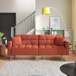 74" Upholstered Sofa Bed Sleeper Couches and Sofas, Convertible Folding Futon Sofa Bed Modern Adjustable Recliner Couches Sofas Bed for Living Room Office