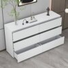 AIEGLE 6 Drawer Dresser for Bedroom, White Handle-Free Dresser Chest with Pop-Out Drawers, Wood Storage Chest of Drawers for Bedroom Organize (59" L x 15.7" W x 32.3" H)