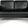 AILEEKISS Mid-Century Sectional Sofa Set Faux Leather Office 3 Pcs Couch Set with Armrest Modern Upholstered Loveseat Couches (1-Seater+1-Seater+2-Seater, Black)