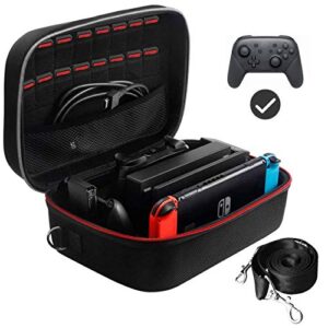 AIOMEST Travel Case for Nintendo Switch, Deluxe Protective Hard Shell Carrying Case Storage Bag for Switch Console Pro Controller Joy-Con Grips, Accessories