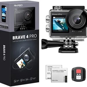 AKASO Brave 4 Pro 4K30FPS Action Camera - 131ft Waterproof Camera with Touch Screen Advanced EIS Remote Control 5X Zoom Underwater Camera Support External Mic