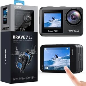 AKASO Brave 7 LE 4K30FPS 20MP WiFi Action Camera with Touch Screen Vlog Camera EIS 2.0 Remote Control 131 Feet Underwater Camera with 2X 1350mAh Batteries