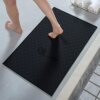 AMOAMI Bath-Mat,Ultra Thin Bathroom Rugs,Rubber Bath Mats for Bathroom Non Slip,Absorbent Bath Rug for Bathroom Floor, Shower, Sink (17"x28", Black)