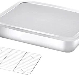 AMZUS Really Useful Box Stainless Steel Food Storage Box Container Kitchen Refrigerator Airtight Fresh-Keeping Storage Box Meat Kitchen Organizer (Size : 26cm with Drain Rack)