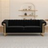 ANTTYBALE 83'' Velvet Couch Sofa Mid-Century Modern Love Seat Chesterfield 3 Seat Couches Sleeper Sofa for Living Room Apartment (Black)