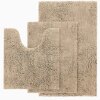 AOACreations Chenille Shag Bath Rugs, Shaggy Bathroom Mat Set of 3 Piece, Soft Plush Luxury, High Pile, Absorbent, Non-Slip, 1 Large , 1 Contour, 1 Small (3-Piece Contour Set, Light Brown)