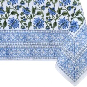 ATOSII 'Taj' 100% Cotton Fall Tablecloth, Handblock Floral Print Rectangle Table Cloth Linen for Kitchen I Dining Table I Parties Wedding Christmas Thanksgiving I Fall Decor (60 X 90 Inches)