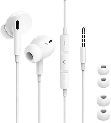 AWKER 531 Wired Earbuds with Mic, in-Ear Earphones Headphones, HiFi Stereo, Powerful Bass & Crystal Clear Audio, Compatible with iPhone, iPad, Android, Computer Most with 3.5mm Jack