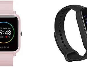 Amazfit Bip S Lite Smart Watch Fitness Tracker(Pink) & Band 5 Activity Fitness Tracker with Alexa Built-in, 15-Day Battery Life, Blood Oxygen, Heart Rate, Sleep & Stress Monitoring, Black