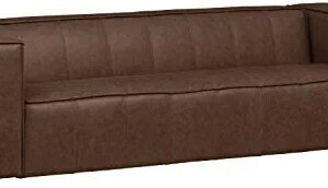 Amazon Brand – Rivet Thomas Genuine Leather Modern Sofa Couch, 101.2"W, Chestnut