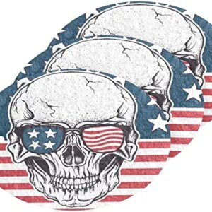 American Skull Usa Flag Kitchen Sponges Sugar Skeleton Cleaning Dish Sponges Non-Scratch Natural Scrubber Sponge for Kitchen Bathroom Cars,pack of 3