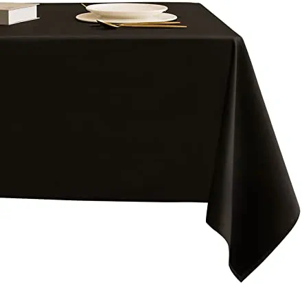 Aocoz Black Tablecloth - 2 Pack Rectangle 60x102 Inch Stain-Wrinkle Resistant Washable Tablecloth Decorative Table Cover for Dining Table Parties, Wedding