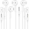 [Apple MFi Certified] Apple Earbuds/Headphone/Earphones with 3.5mm Wired Headphone Wired Earbud with Microphone Compatible with iPhone, iPod, iPad, MP3, Huawei, Samsung,White