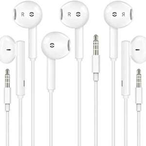 [Apple MFi Certified] Apple Earbuds/Headphone/Earphones with 3.5mm Wired Headphone Wired Earbud with Microphone Compatible with iPhone, iPod, iPad, MP3, Huawei, Samsung,White