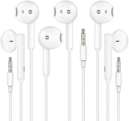 [Apple MFi Certified] Apple Earbuds/Headphone/Earphones with 3.5mm Wired Headphone Wired Earbud with Microphone Compatible with iPhone, iPod, iPad, MP3, Huawei, Samsung,White