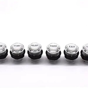 Arcity 6 Pcs/Lot 28mm Arcade LED Push Buttons Illuminated Start Select Pause Exit Mode Turbo Lit White with Microswitch for Arcade Machine Games Console Parts 5V