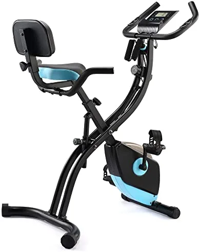 BORGUSI Recumbent Exercise Bike Magnetic Stationary Bike with Large Desktop and Adjustable Seat, 8 Levels Resistance, LCD Display with Device Holder for Home Use, Suitable for Adults Workout and Office