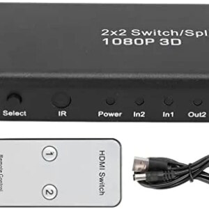 BTIHCEUOT 1080P Video Splitter, 2.25G Gbps 225MHz HD Multimedia Interface Switch 2 in 2 Out for TV Game Console