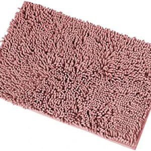 Bathroom Rugs Bath Mat Chenille Bath Rug, Extra Soft and Absorbent Shaggy Bathroom Mat Rugs, Washable, Strong Underside, Plush Carpet Mats for Kids Tub, Shower, and Bath Room (16x24 Inch, Dusty Rose)