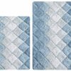 Bathroom Rugs Set 2 Piece in 100% Cotton Albany Inspired Bath Rugs 21x32/17x34, Blue Combo,Anitskid Bath Rugs Set,Cotton Bath Mat,Cotton Bath Rugs,Soft Absorbent Machine Washable,Non Slip Bath Rug